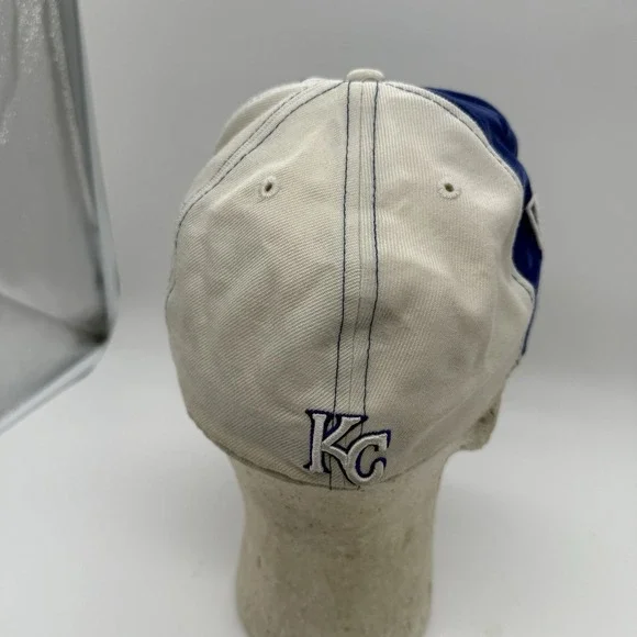 Y2K Kansas City Royals KC Hat New Era 59FIFTY 7 3/8 Blue White Velour MLB - Picture 4 of 9